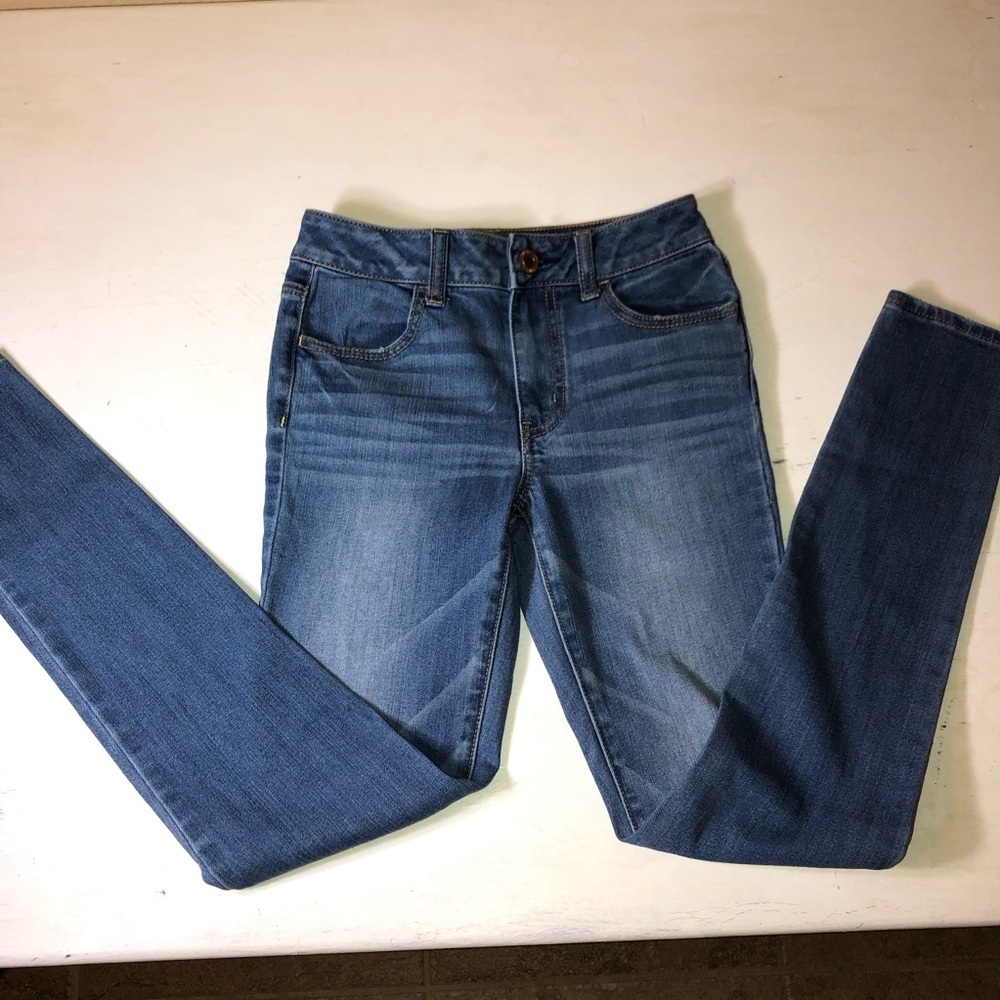 American Eagle Women's Skinny Jeans - High Rise Jegging, Size 00, EUC, Mid Wash